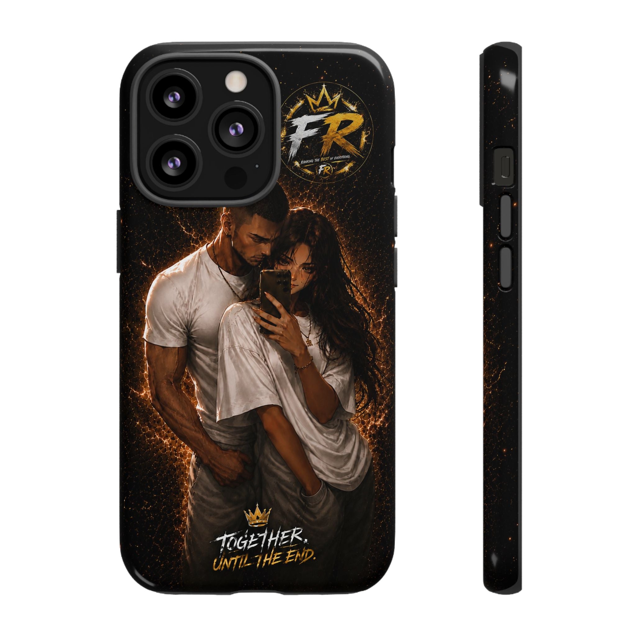 Couple Portrait Tough Phone Case iPhone 8 to iPhone 17 Pro Max - "Together Until The End" Protective Cover