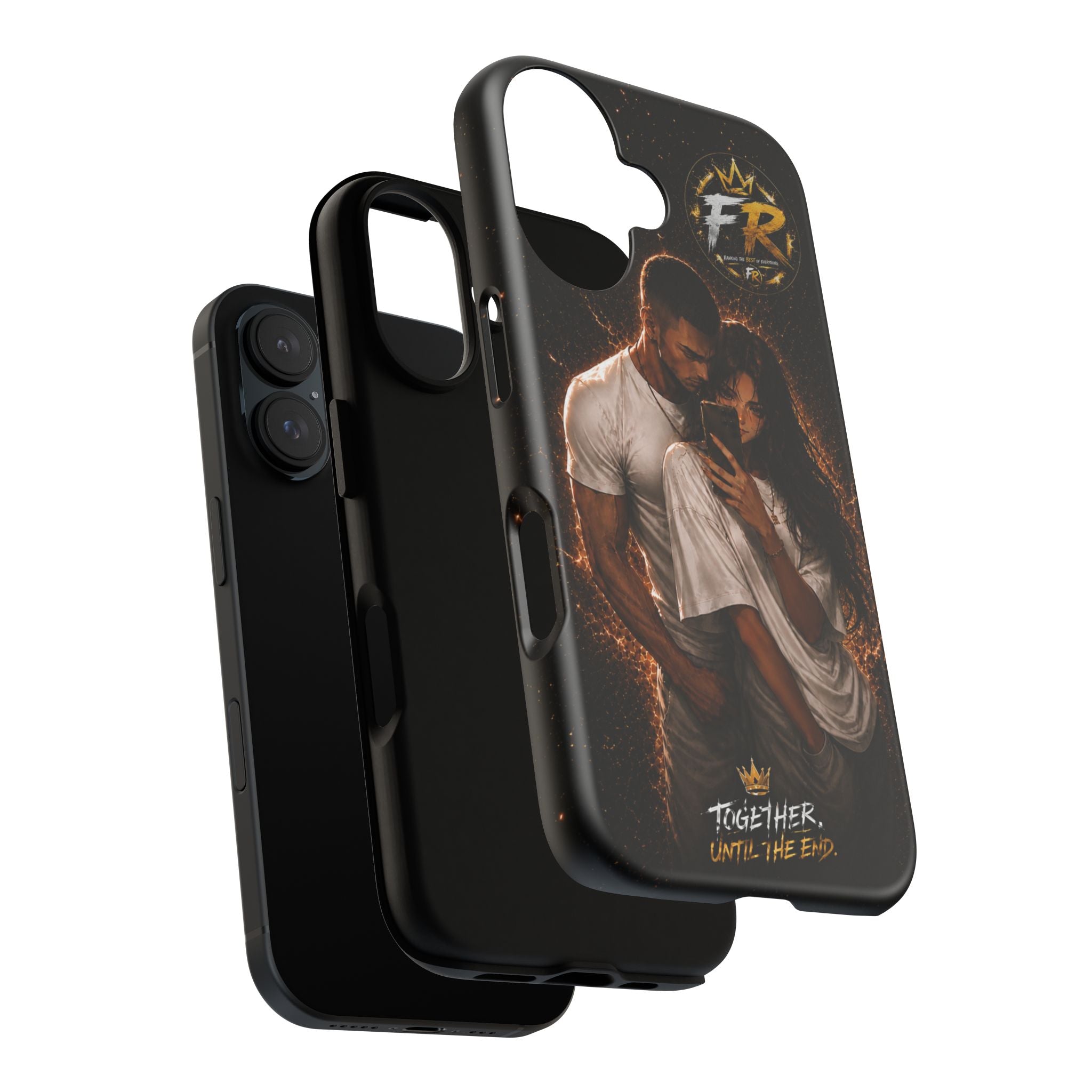 Couple Portrait Tough Phone Case iPhone 8 to iPhone 17 Pro Max - "Together Until The End" Protective Cover