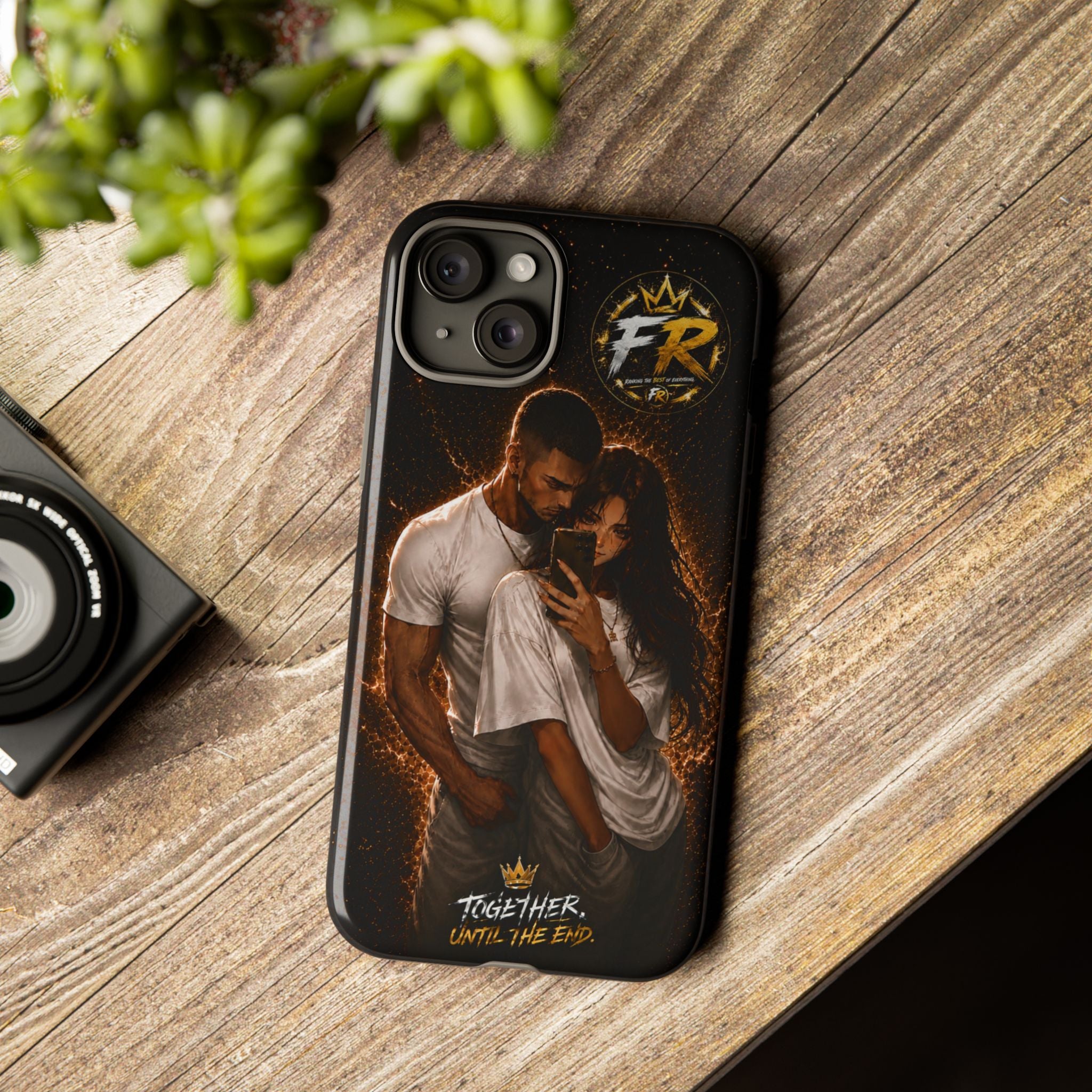 Couple Portrait Tough Phone Case iPhone 8 to iPhone 17 Pro Max - "Together Until The End" Protective Cover