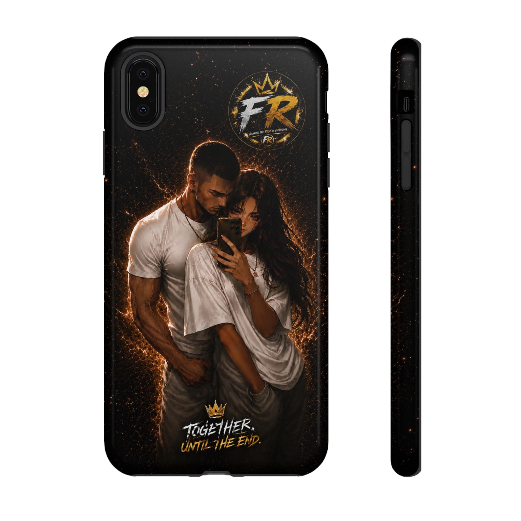 Couple Portrait Tough Phone Case iPhone 8 to iPhone 17 Pro Max - "Together Until The End" Protective Cover