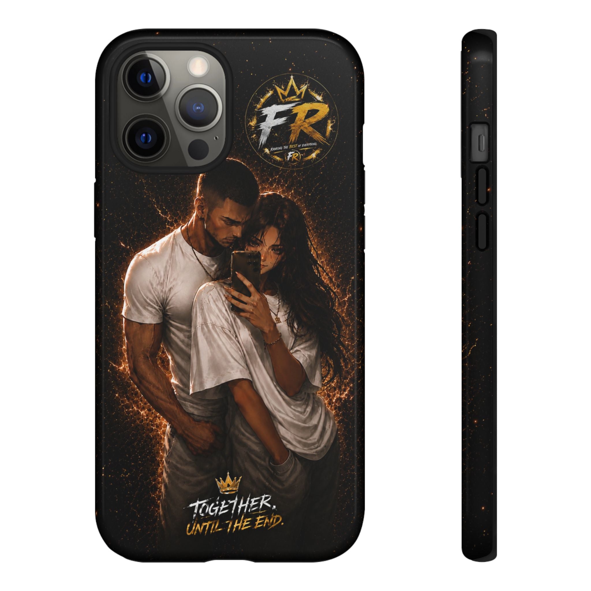 Couple Portrait Tough Phone Case iPhone 8 to iPhone 17 Pro Max - "Together Until The End" Protective Cover
