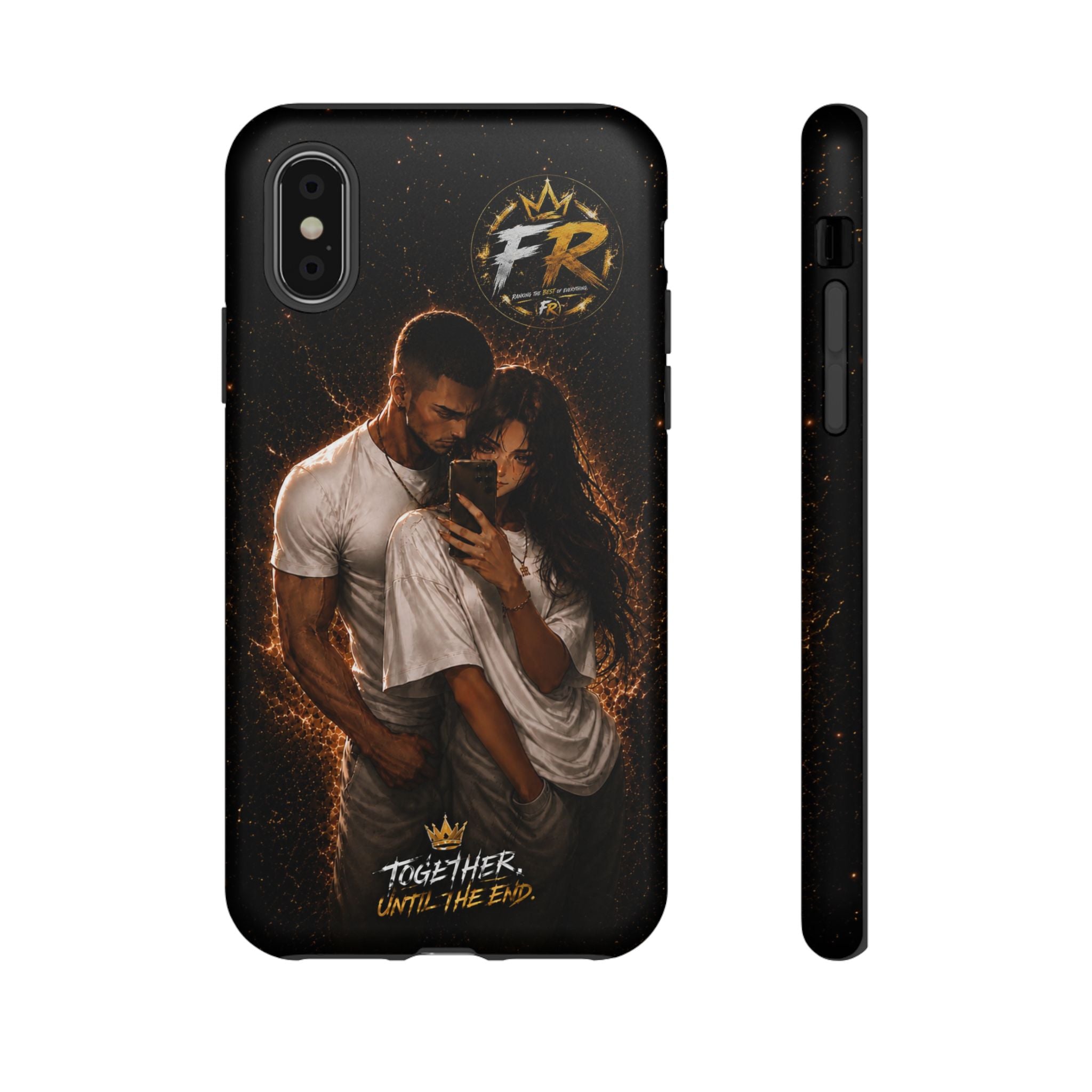 Couple Portrait Tough Phone Case iPhone 8 to iPhone 17 Pro Max - "Together Until The End" Protective Cover