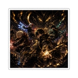 Anime Power Collage Square Sticker — Dynamic Golden Action Art