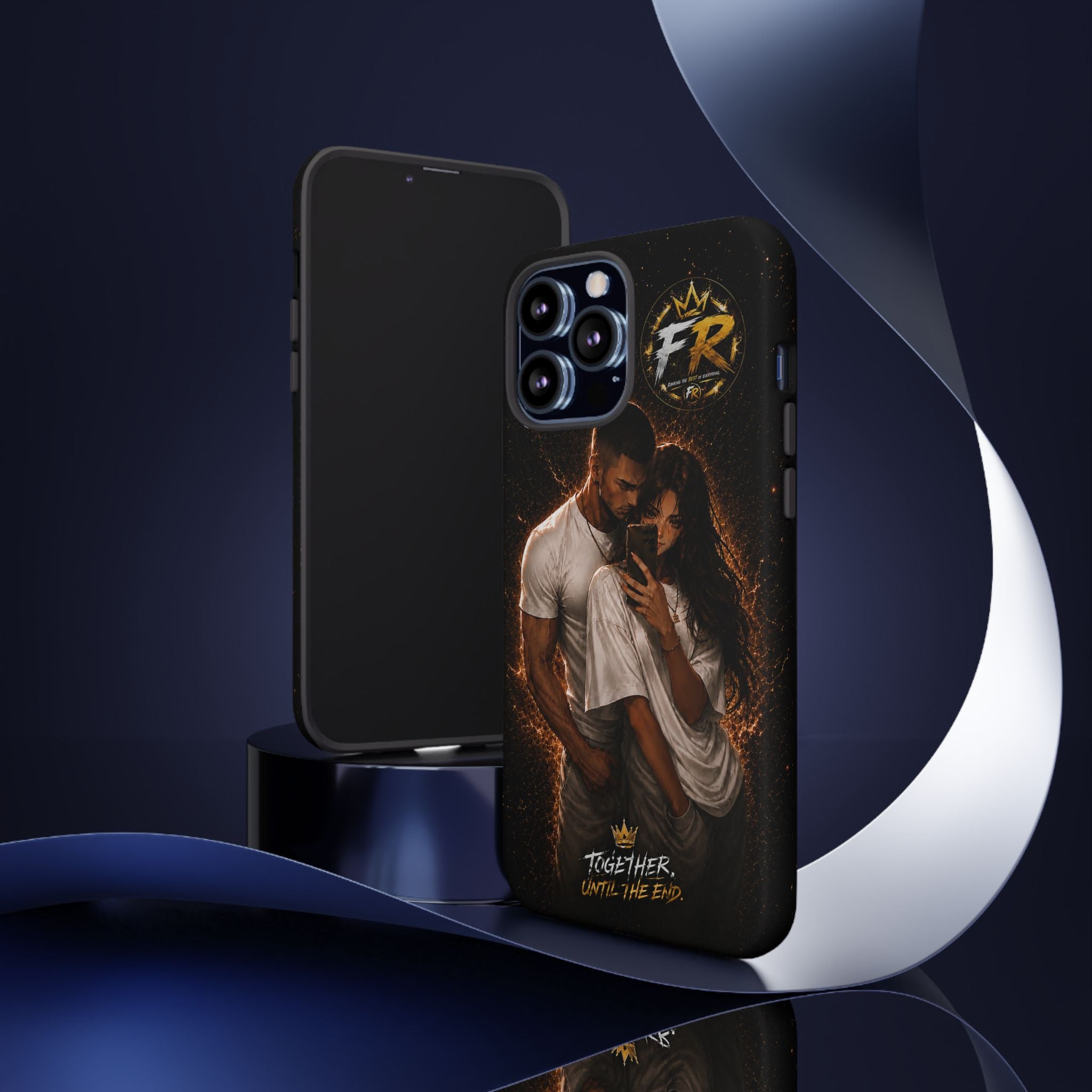Couple Portrait Tough Phone Case iPhone 8 to iPhone 17 Pro Max - "Together Until The End" Protective Cover