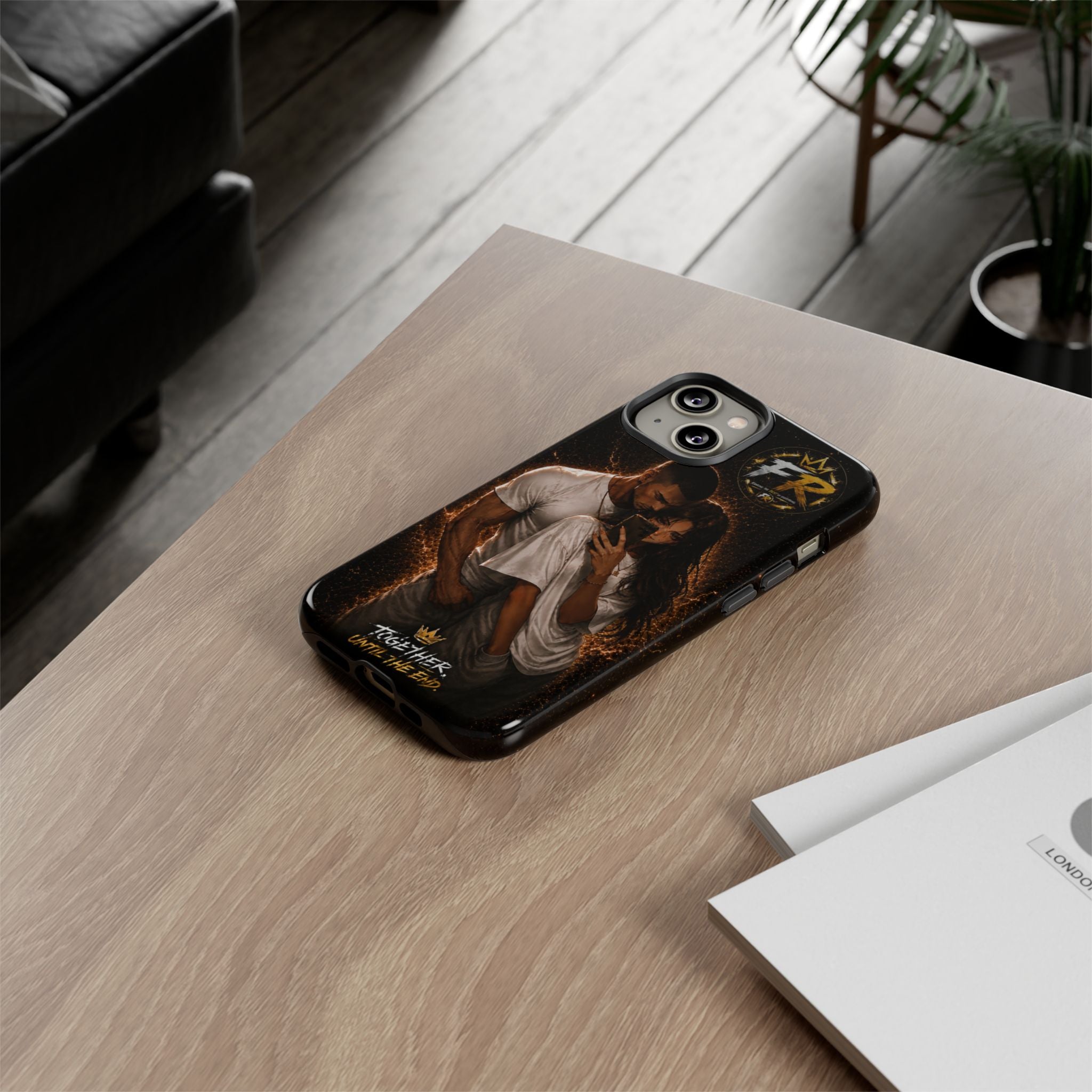 Couple Portrait Tough Phone Case iPhone 8 to iPhone 17 Pro Max - "Together Until The End" Protective Cover