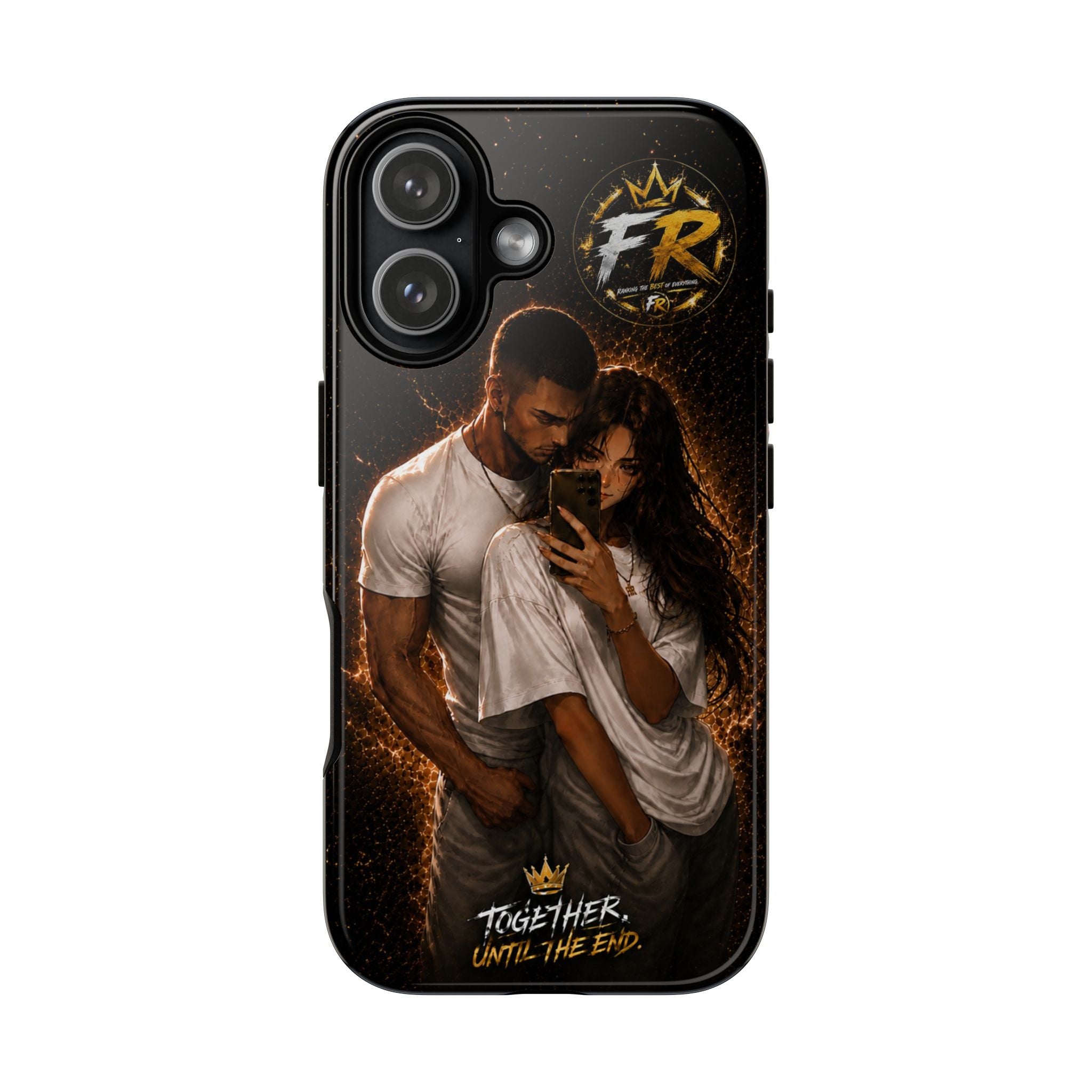 Couple Portrait Tough Phone Case iPhone 8 to iPhone 17 Pro Max - "Together Until The End" Protective Cover