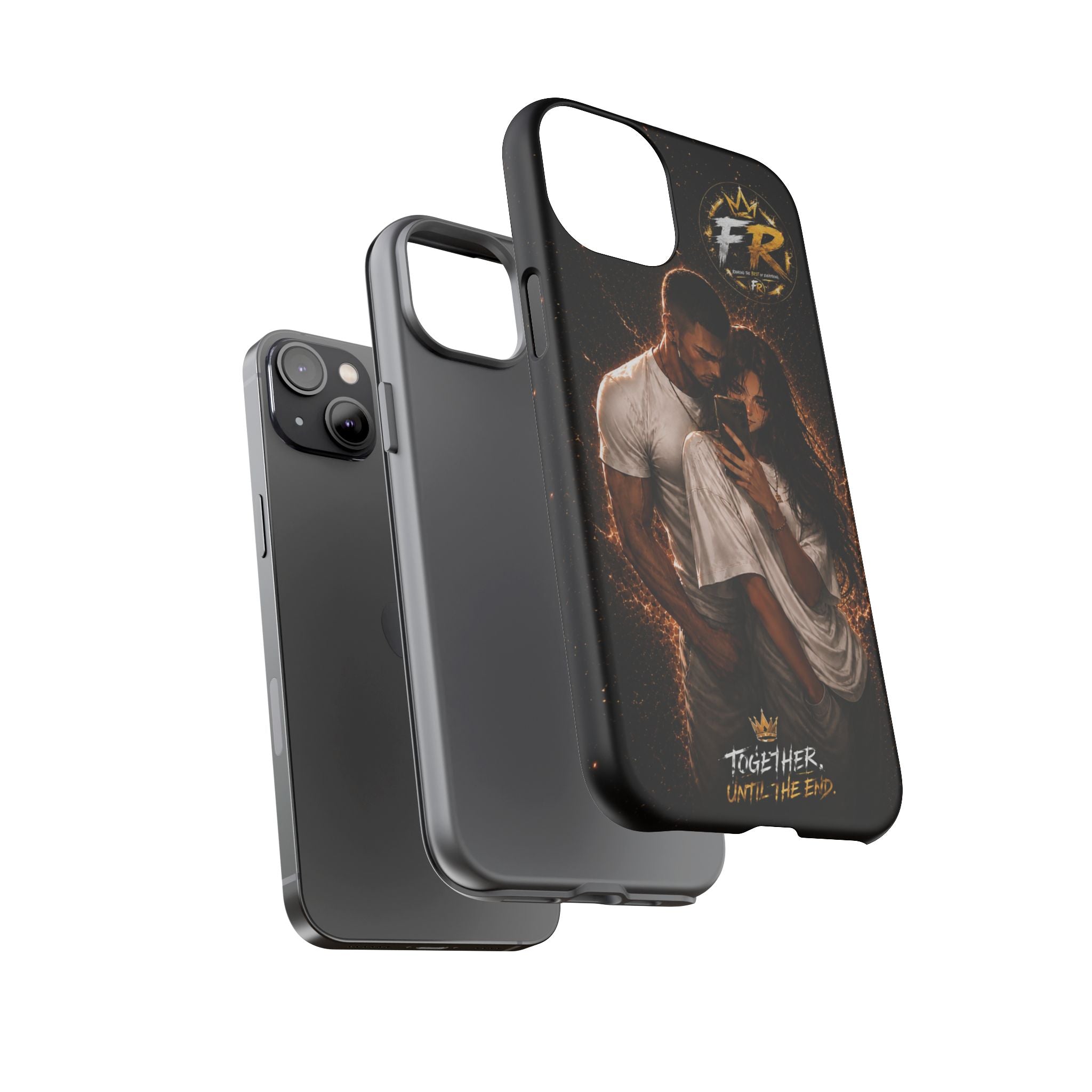 Couple Portrait Tough Phone Case iPhone 8 to iPhone 17 Pro Max - "Together Until The End" Protective Cover