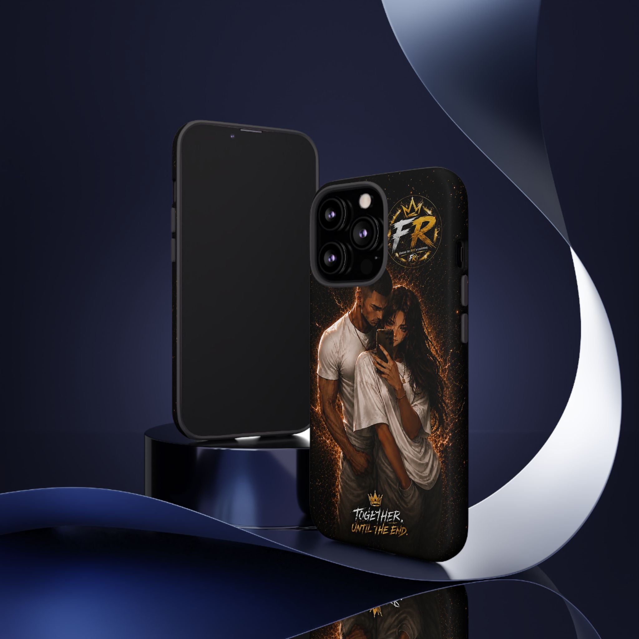 Couple Portrait Tough Phone Case iPhone 8 to iPhone 17 Pro Max - "Together Until The End" Protective Cover