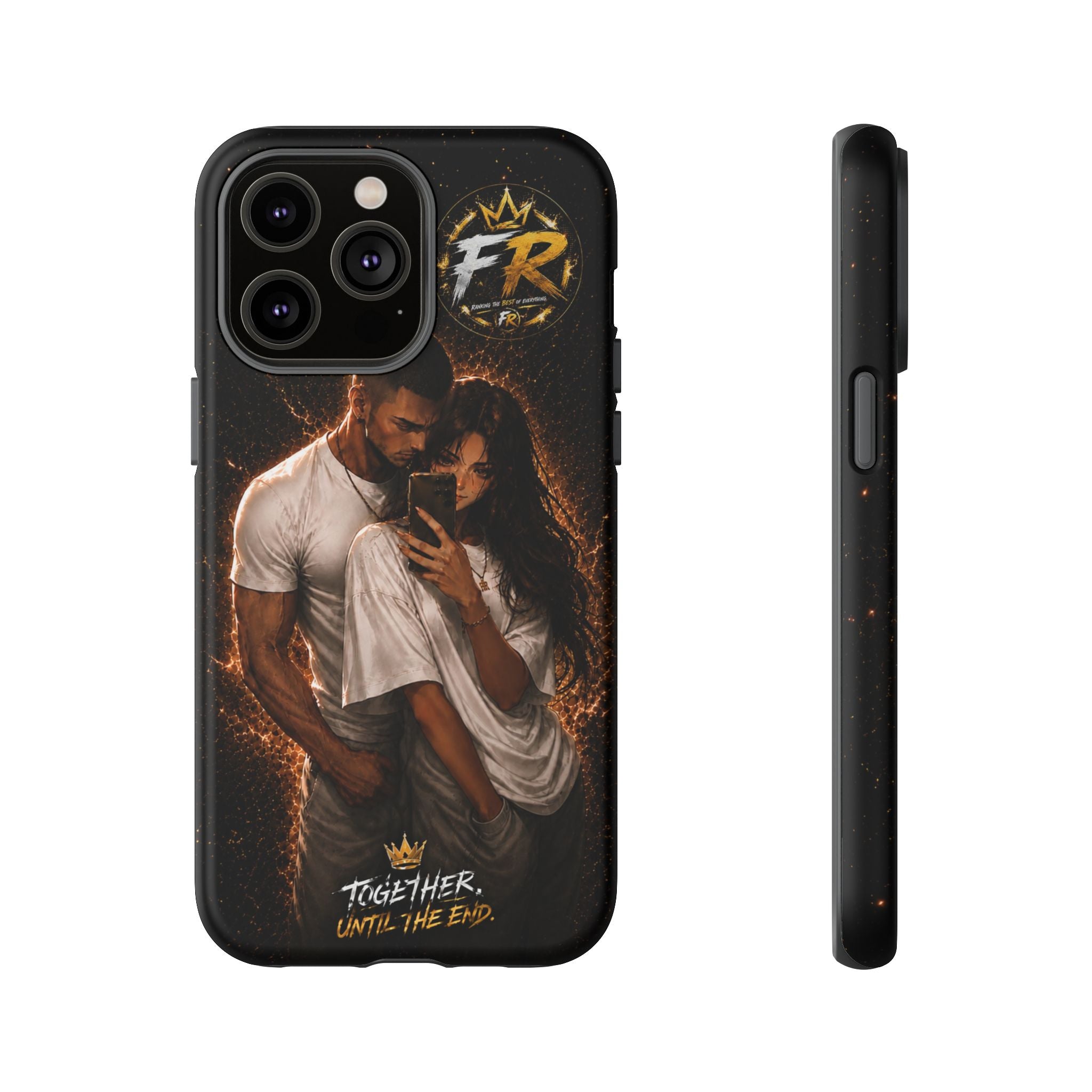 Couple Portrait Tough Phone Case iPhone 8 to iPhone 17 Pro Max - "Together Until The End" Protective Cover