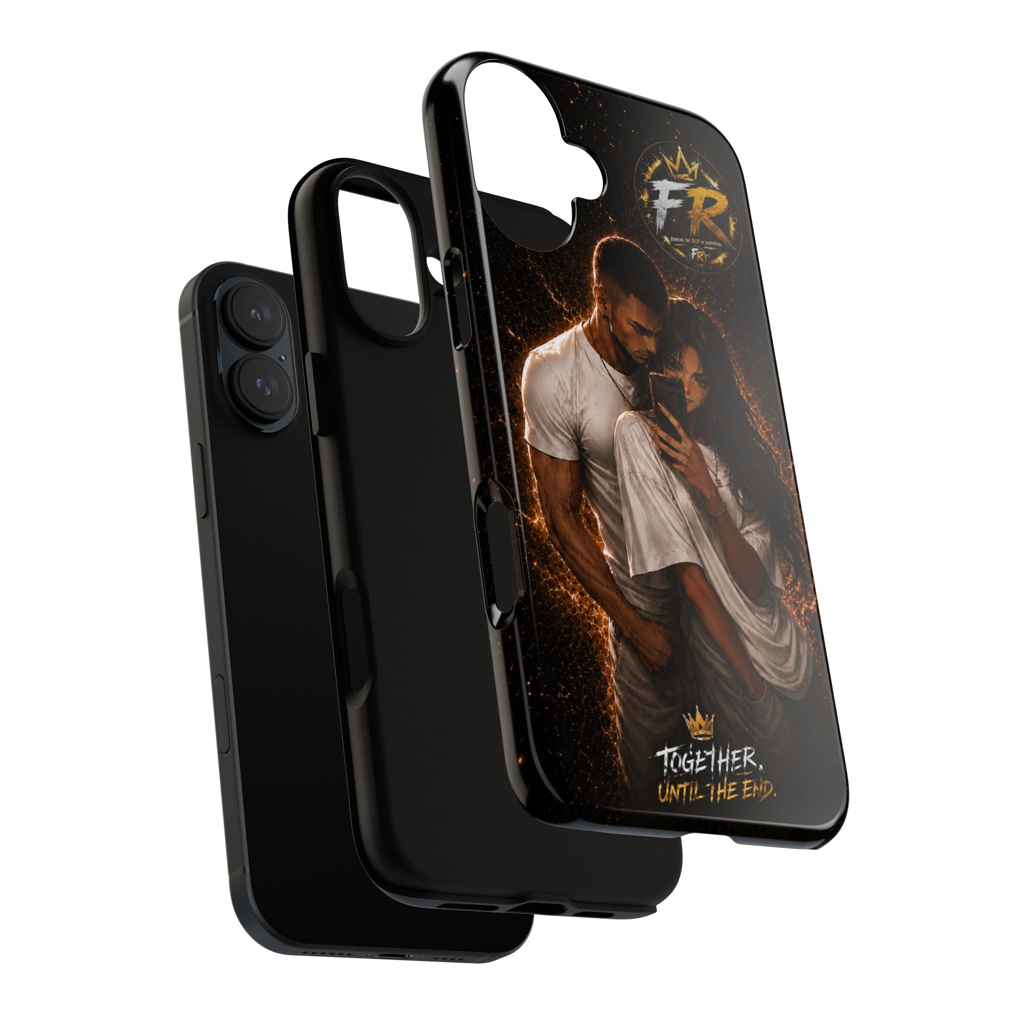 Couple Portrait Tough Phone Case iPhone 8 to iPhone 17 Pro Max - "Together Until The End" Protective Cover