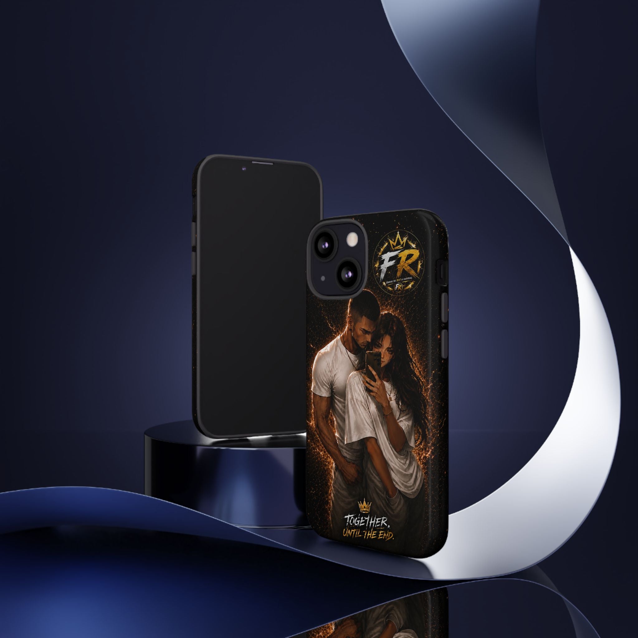 Couple Portrait Tough Phone Case iPhone 8 to iPhone 17 Pro Max - "Together Until The End" Protective Cover