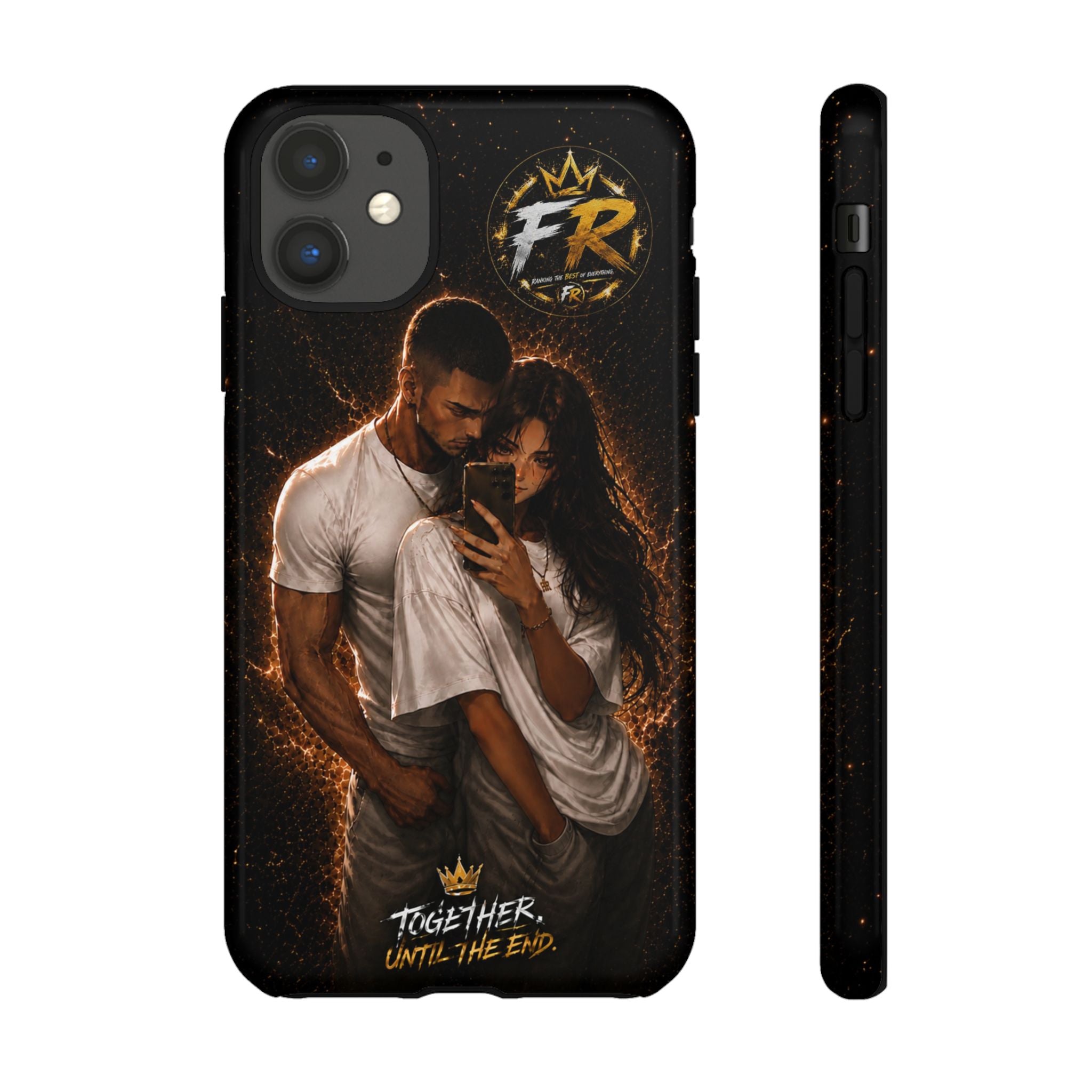 Couple Portrait Tough Phone Case iPhone 8 to iPhone 17 Pro Max - "Together Until The End" Protective Cover