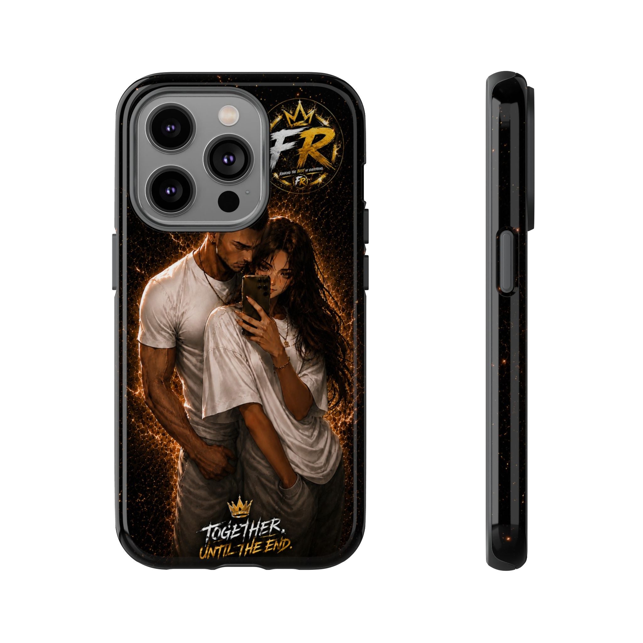 Couple Portrait Tough Phone Case iPhone 8 to iPhone 17 Pro Max - "Together Until The End" Protective Cover