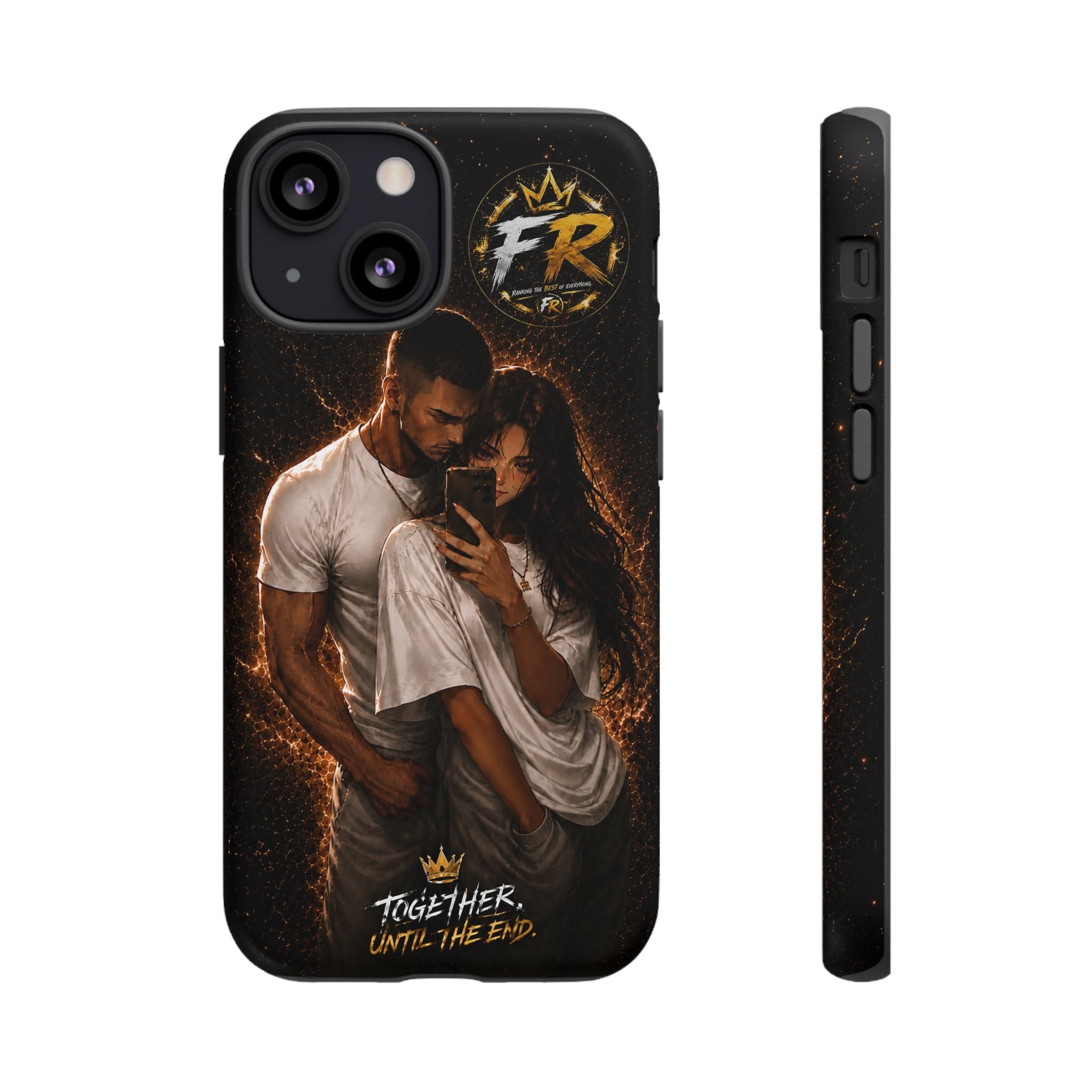 Couple Portrait Tough Phone Case iPhone 8 to iPhone 17 Pro Max - "Together Until The End" Protective Cover