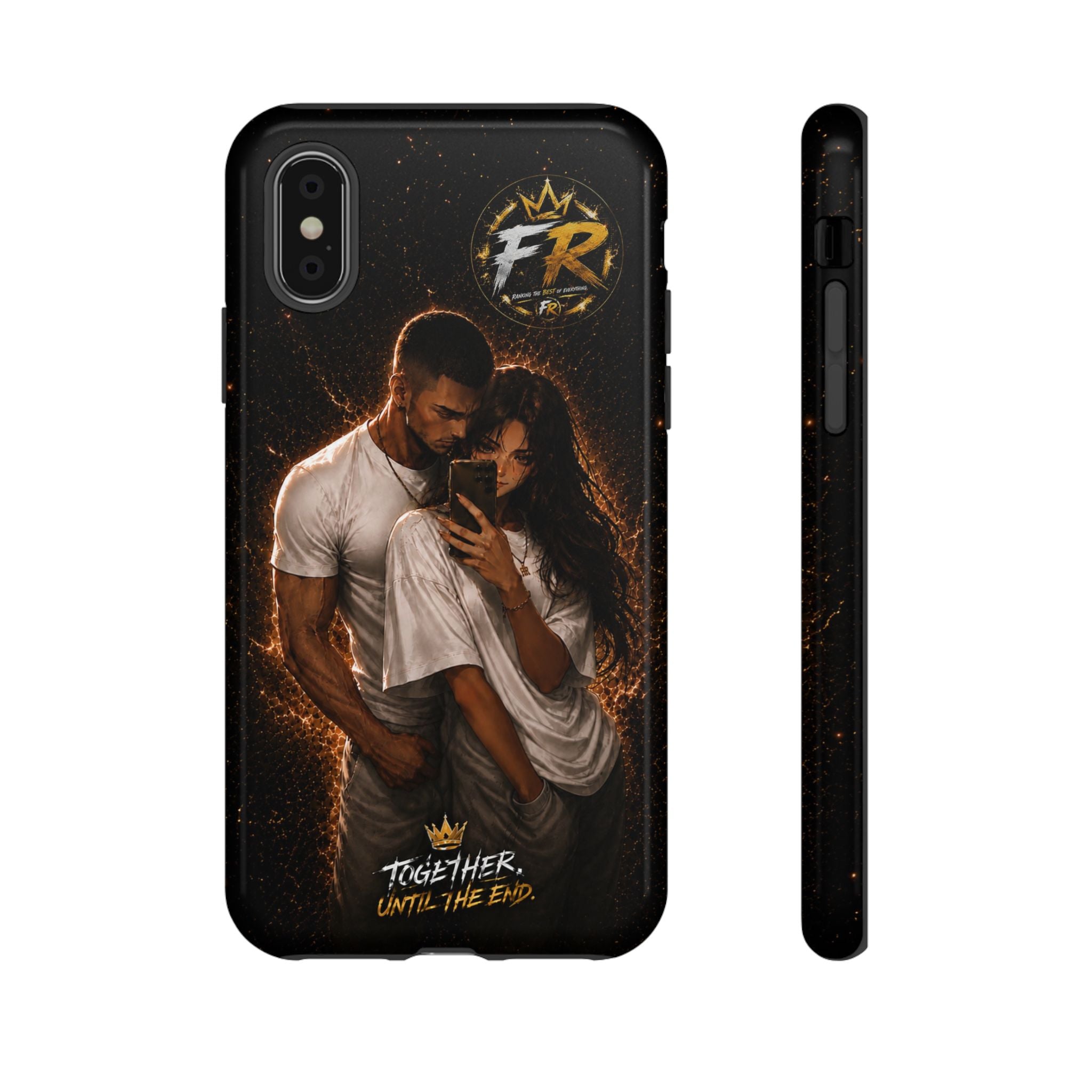 Couple Portrait Tough Phone Case iPhone 8 to iPhone 17 Pro Max - "Together Until The End" Protective Cover