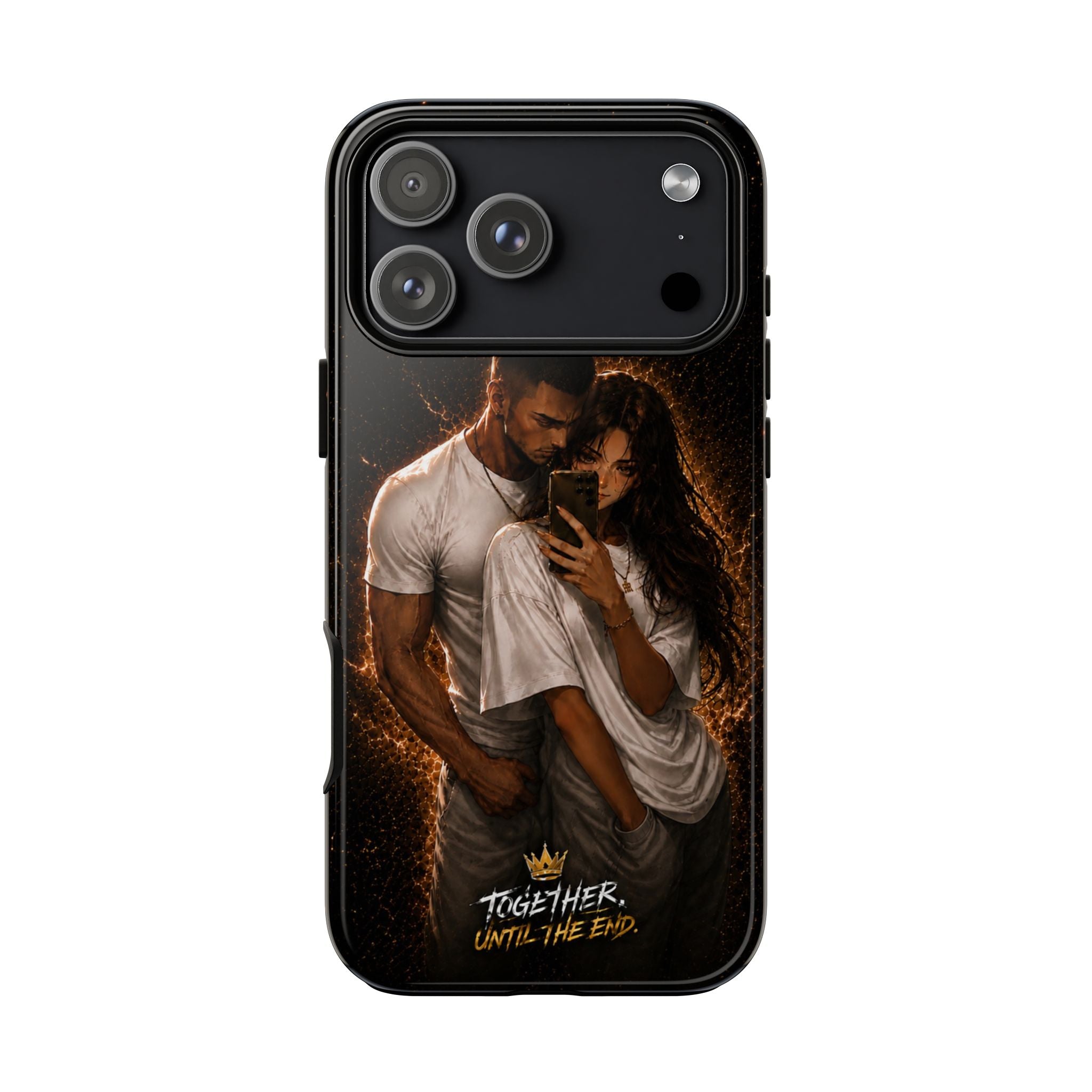 Couple Portrait Tough Phone Case iPhone 8 to iPhone 17 Pro Max - "Together Until The End" Protective Cover