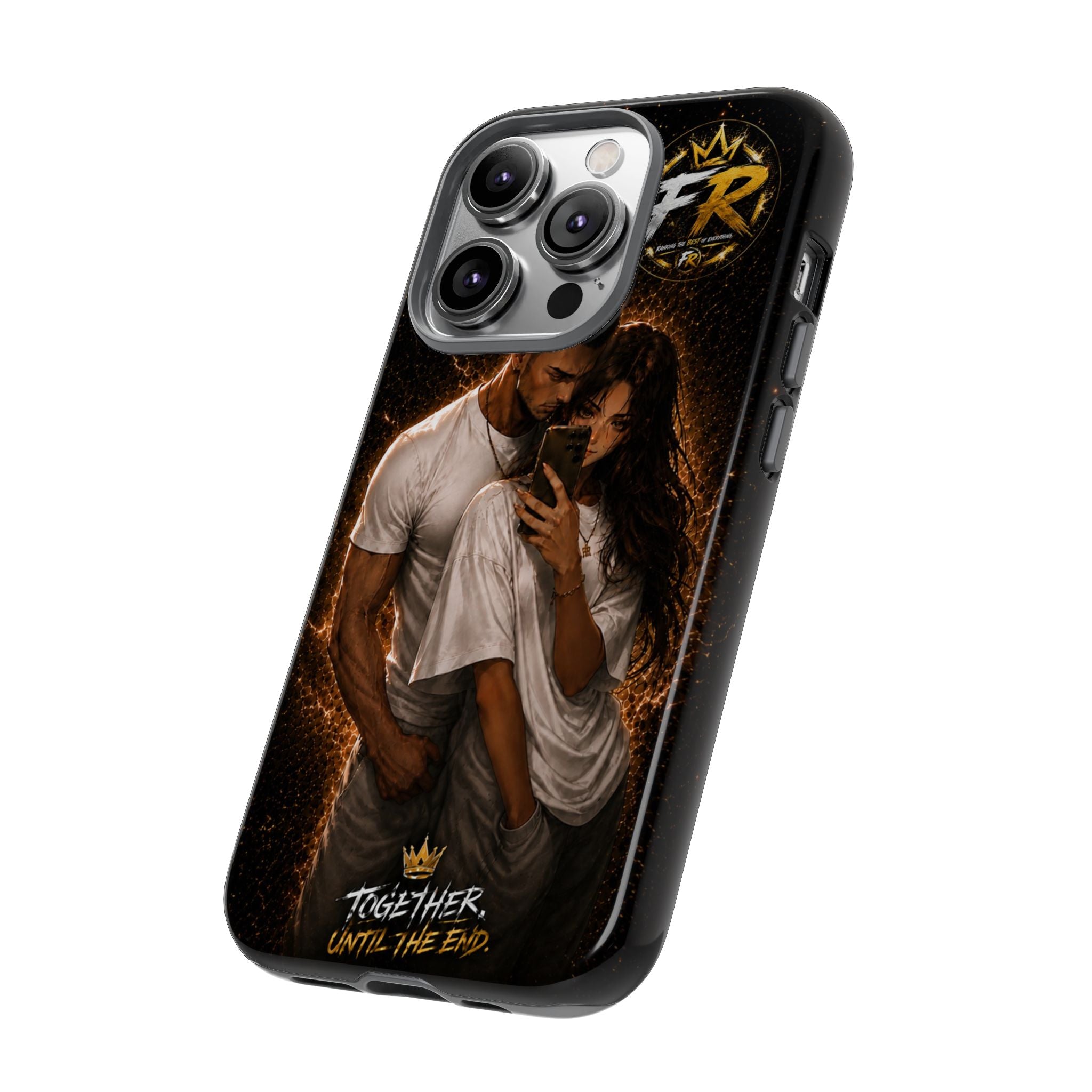 Couple Portrait Tough Phone Case iPhone 8 to iPhone 17 Pro Max - "Together Until The End" Protective Cover