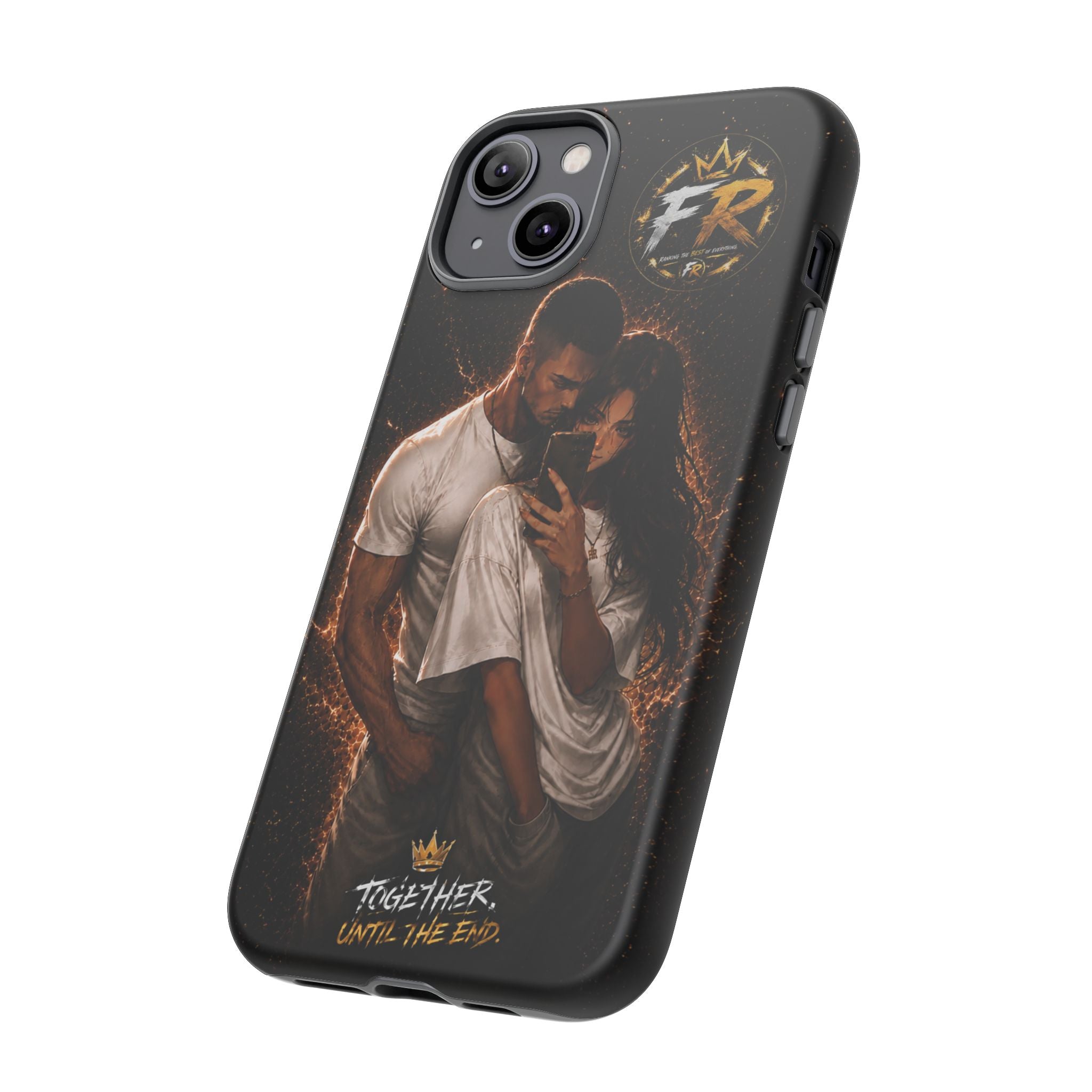Couple Portrait Tough Phone Case iPhone 8 to iPhone 17 Pro Max - "Together Until The End" Protective Cover