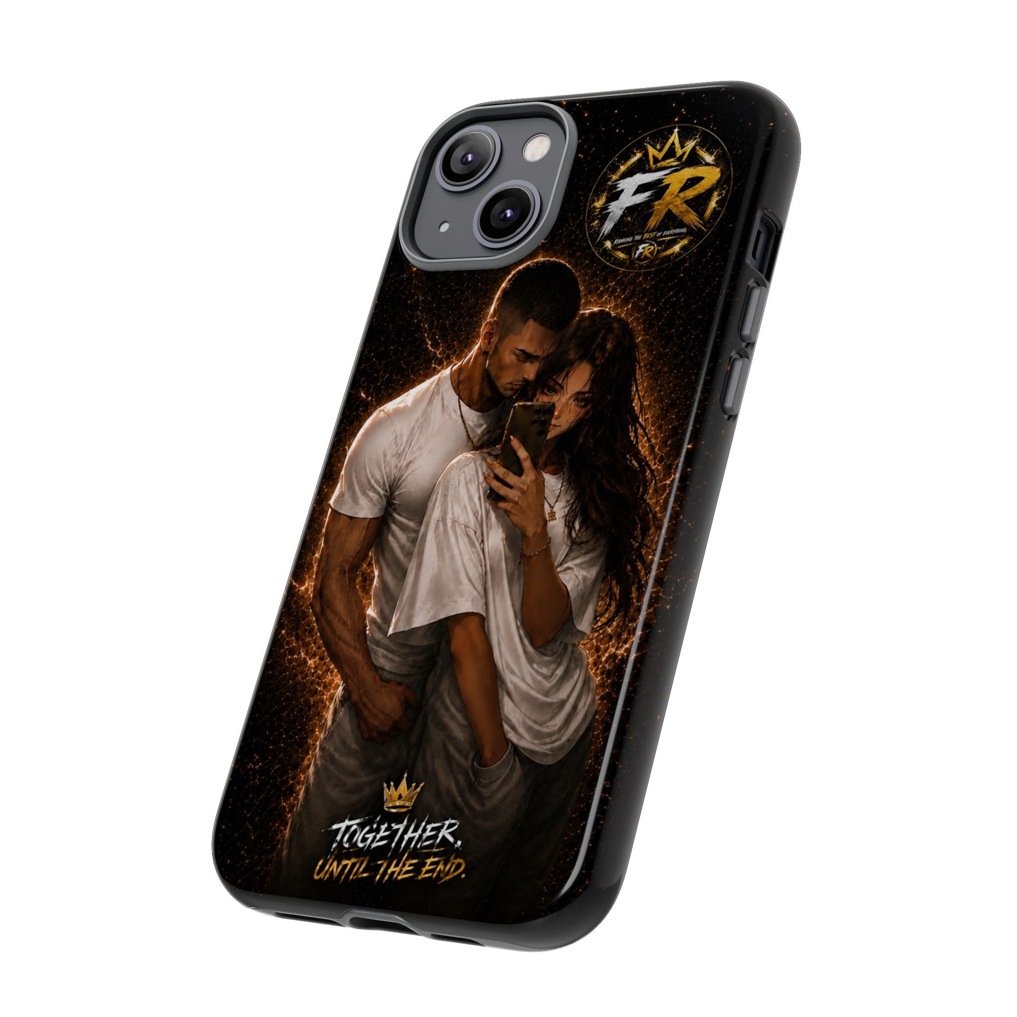 Couple Portrait Tough Phone Case iPhone 8 to iPhone 17 Pro Max - "Together Until The End" Protective Cover