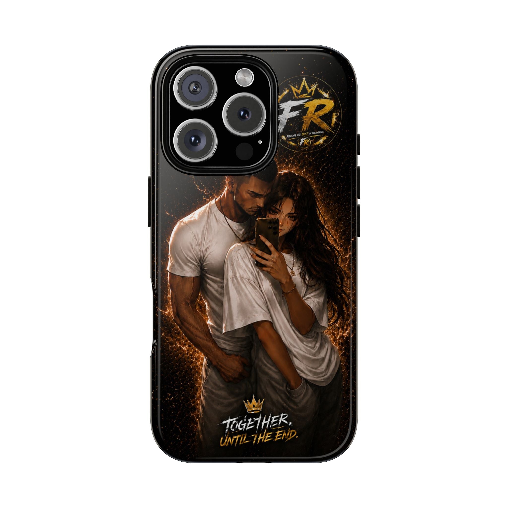 Couple Portrait Tough Phone Case iPhone 8 to iPhone 17 Pro Max - "Together Until The End" Protective Cover