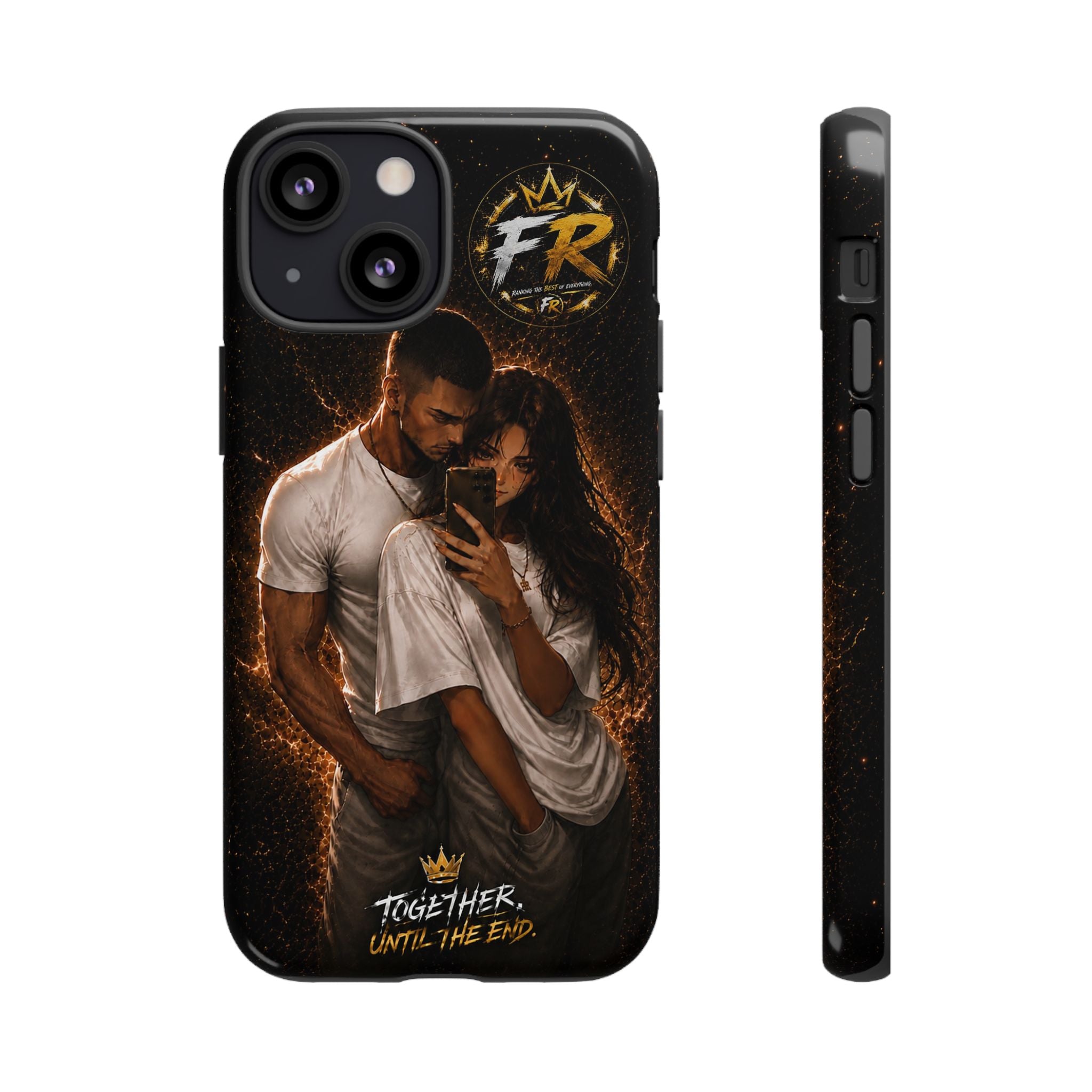 Couple Portrait Tough Phone Case iPhone 8 to iPhone 17 Pro Max - "Together Until The End" Protective Cover