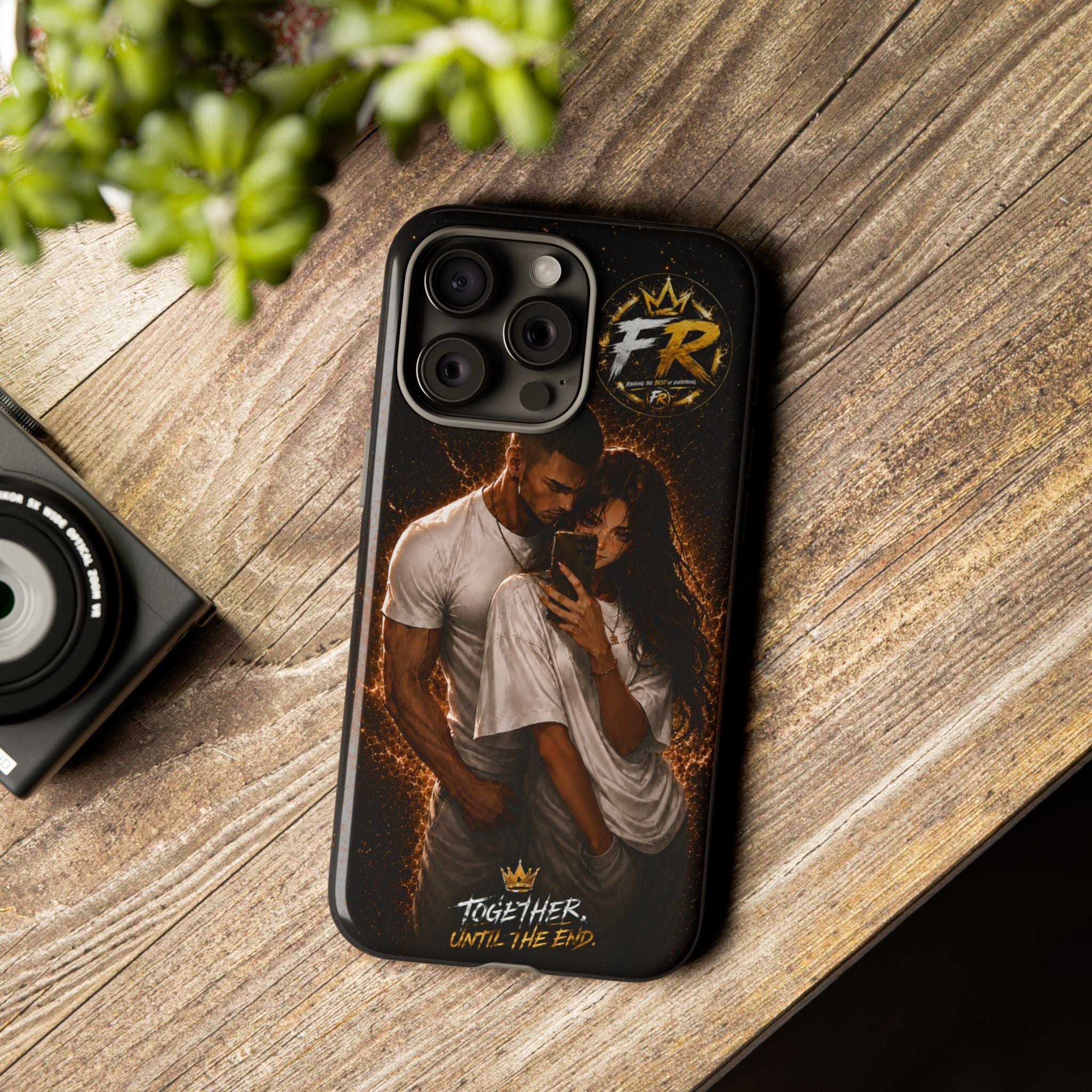Couple Portrait Tough Phone Case iPhone 8 to iPhone 17 Pro Max - "Together Until The End" Protective Cover