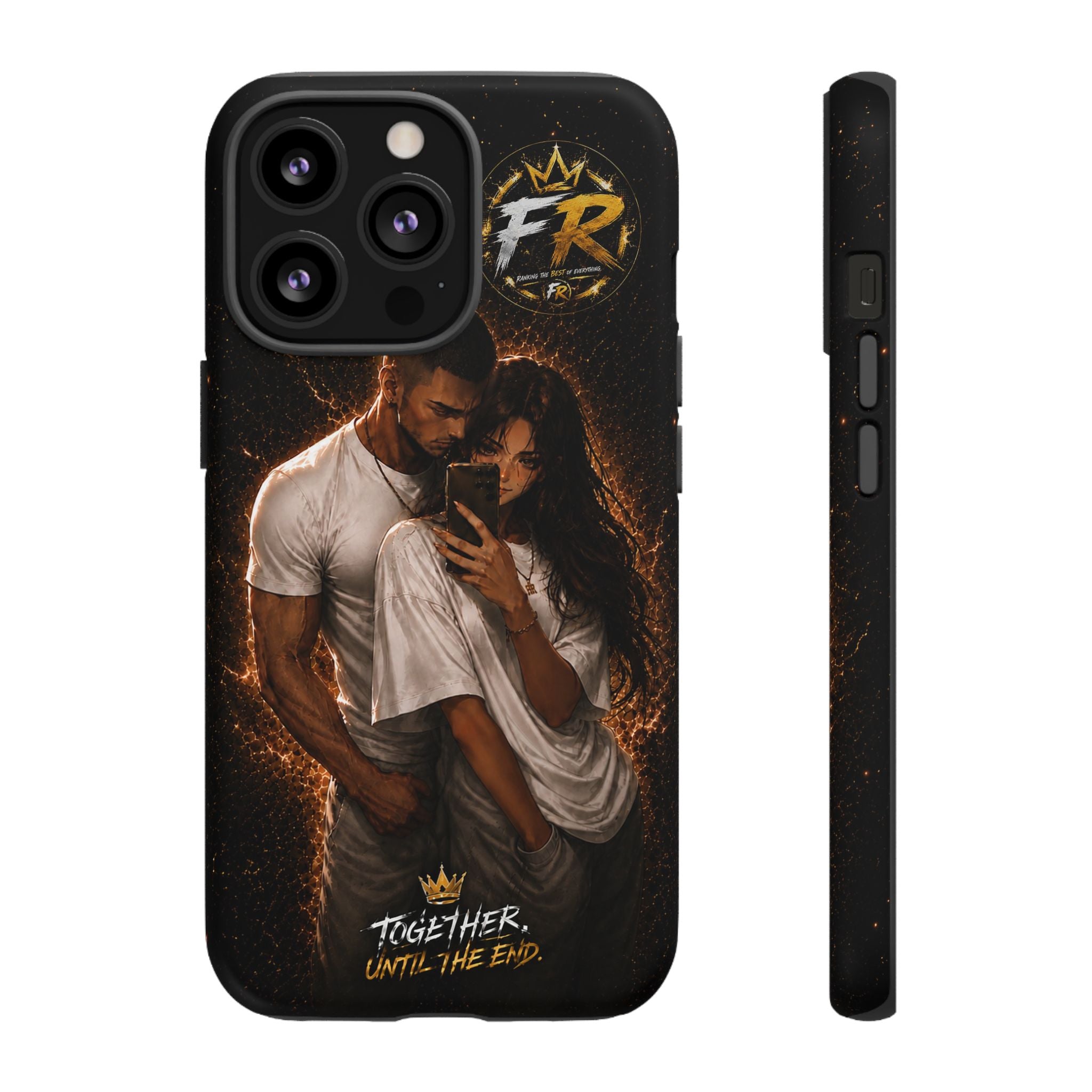 Couple Portrait Tough Phone Case iPhone 8 to iPhone 17 Pro Max - "Together Until The End" Protective Cover