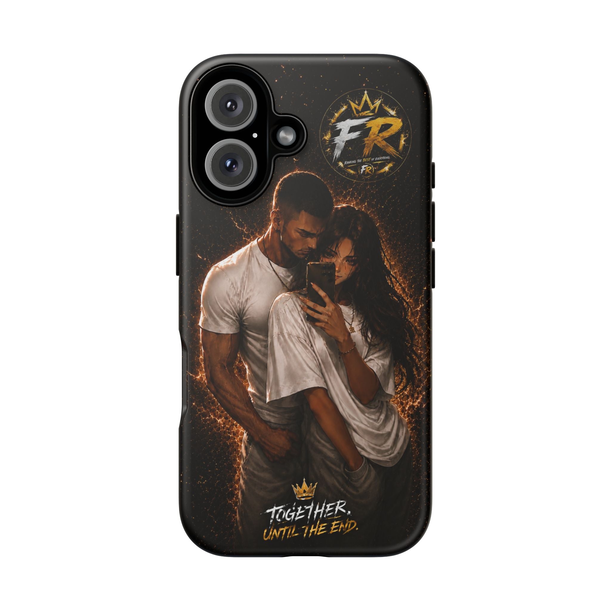 Couple Portrait Tough Phone Case iPhone 8 to iPhone 17 Pro Max - "Together Until The End" Protective Cover