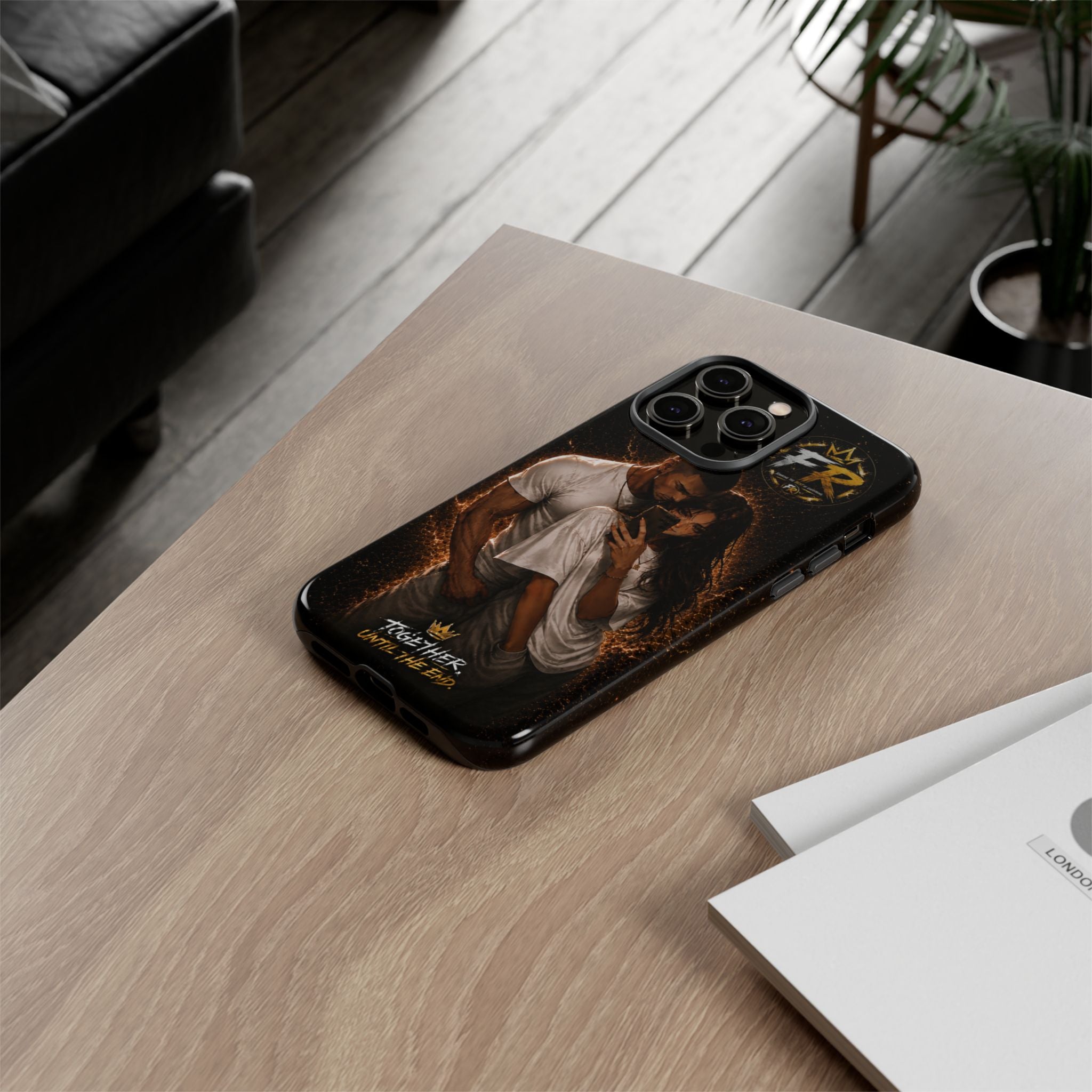 Couple Portrait Tough Phone Case iPhone 8 to iPhone 17 Pro Max - "Together Until The End" Protective Cover