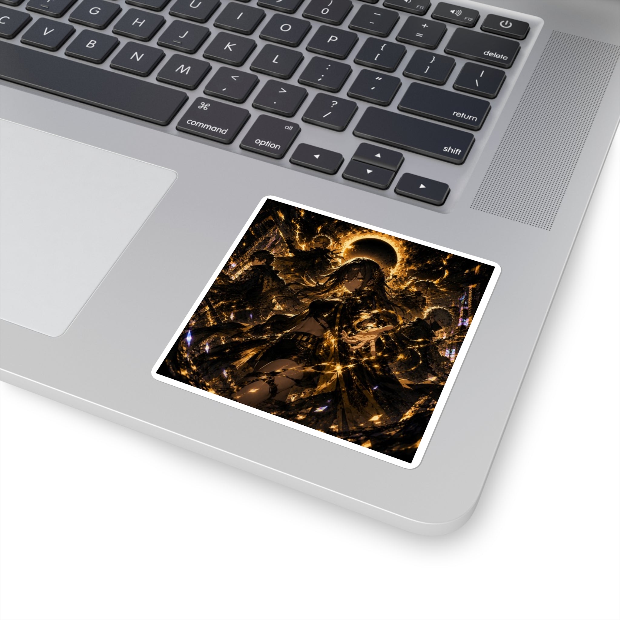 Mystic Eclipse Anime Square Sticker — Dark Fantasy Glow Laptop Decal