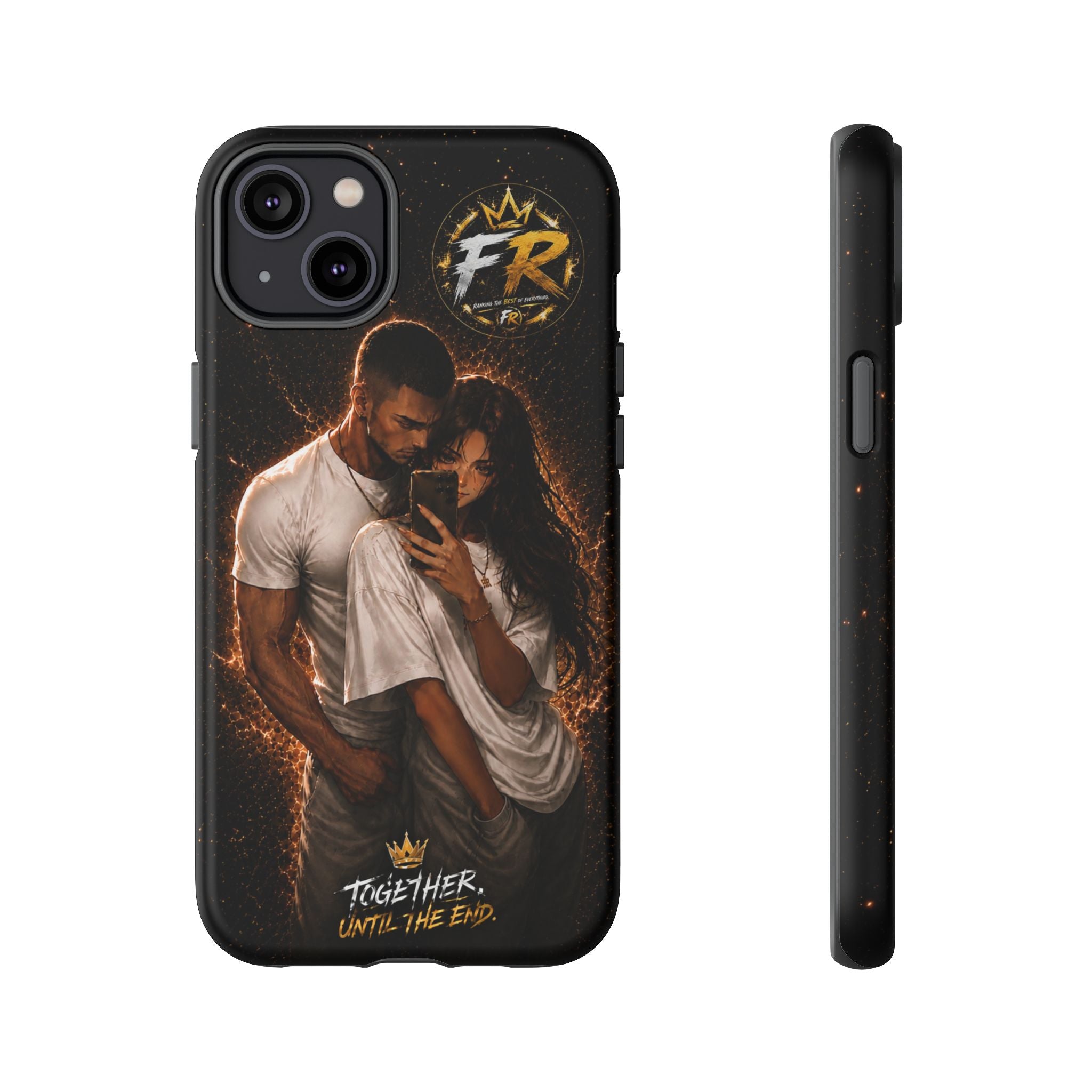 Couple Portrait Tough Phone Case iPhone 8 to iPhone 17 Pro Max - "Together Until The End" Protective Cover