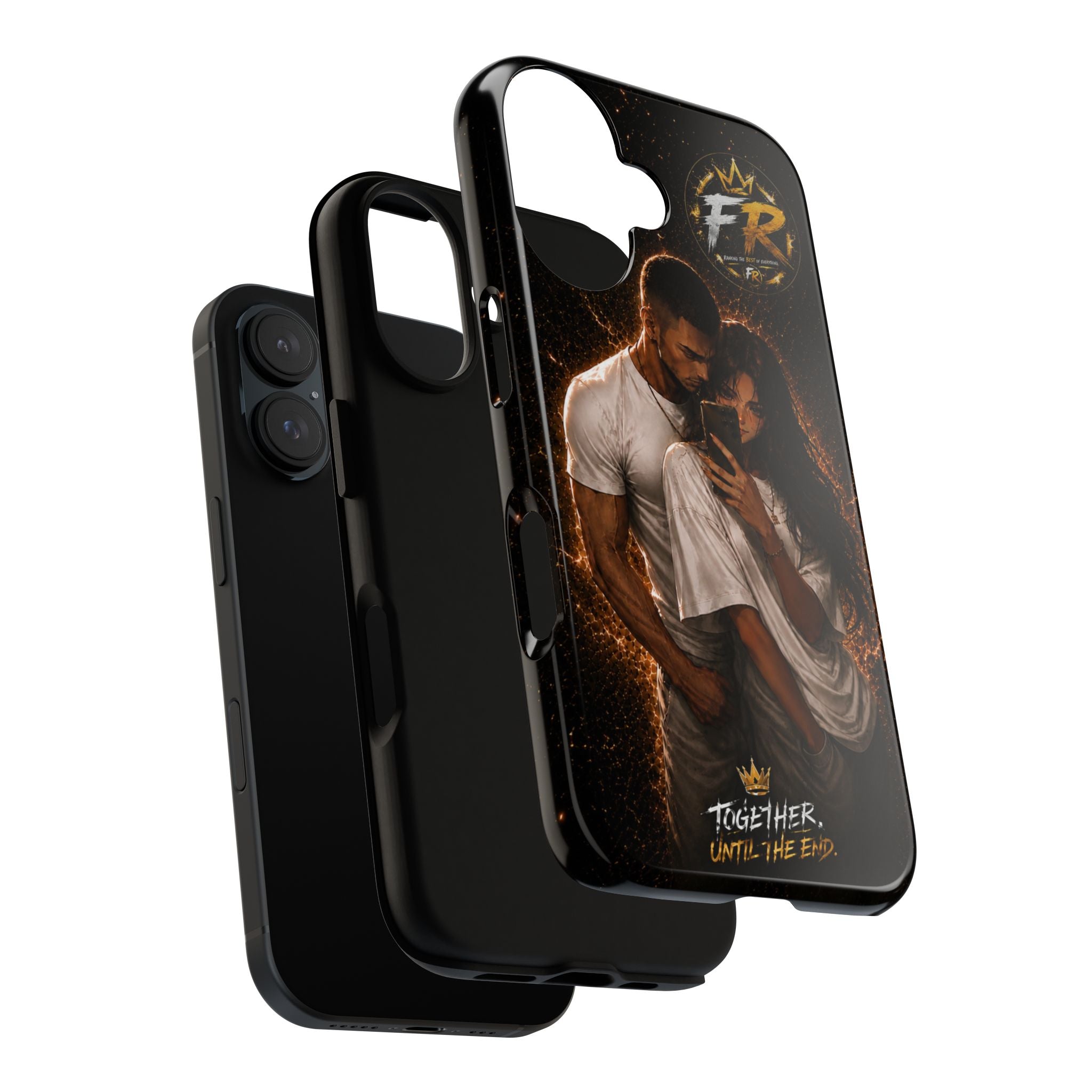 Couple Portrait Tough Phone Case iPhone 8 to iPhone 17 Pro Max - "Together Until The End" Protective Cover