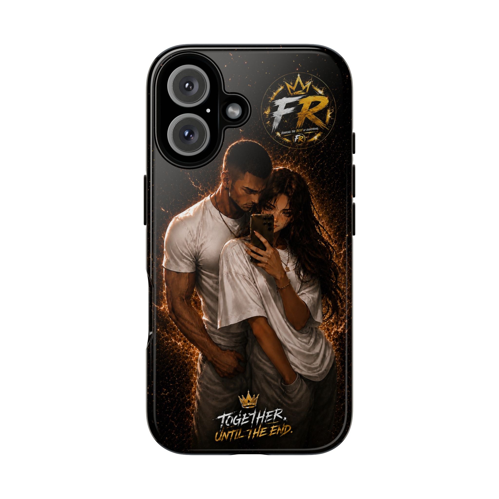 Couple Portrait Tough Phone Case iPhone 8 to iPhone 17 Pro Max - "Together Until The End" Protective Cover